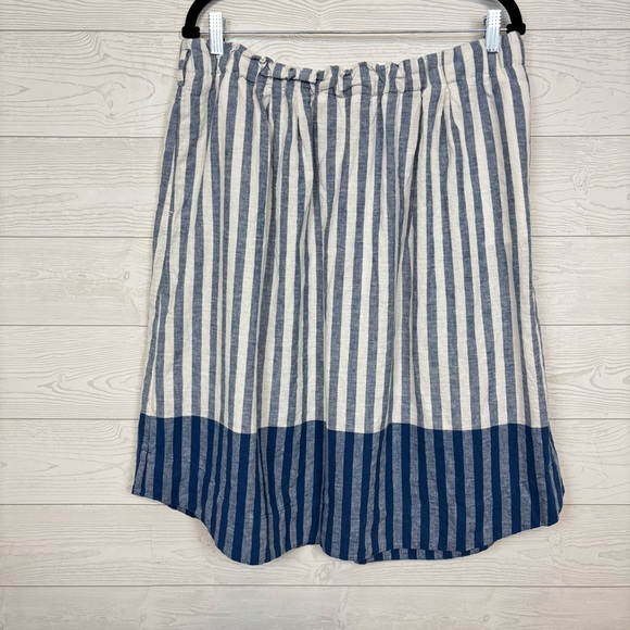 LOFT Stripe A-Line Linen Blend Skirt Size 14 - Picture 1 of 5